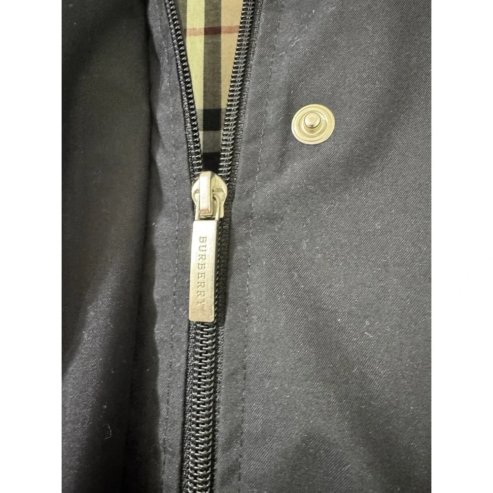 Burberry Womens Trench Coat Sz 4 Designer Luxury Plaid Black READ DESCRIPTION - Picture 3 of 16